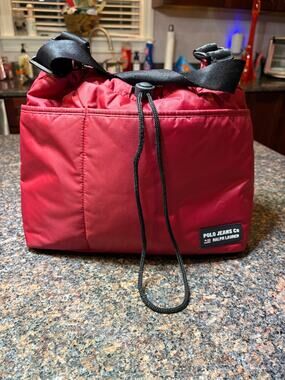 Ralph Lauren Polo Jeans Red‎ Nylon Shoulder Bag Adjustable Strap Vintage
